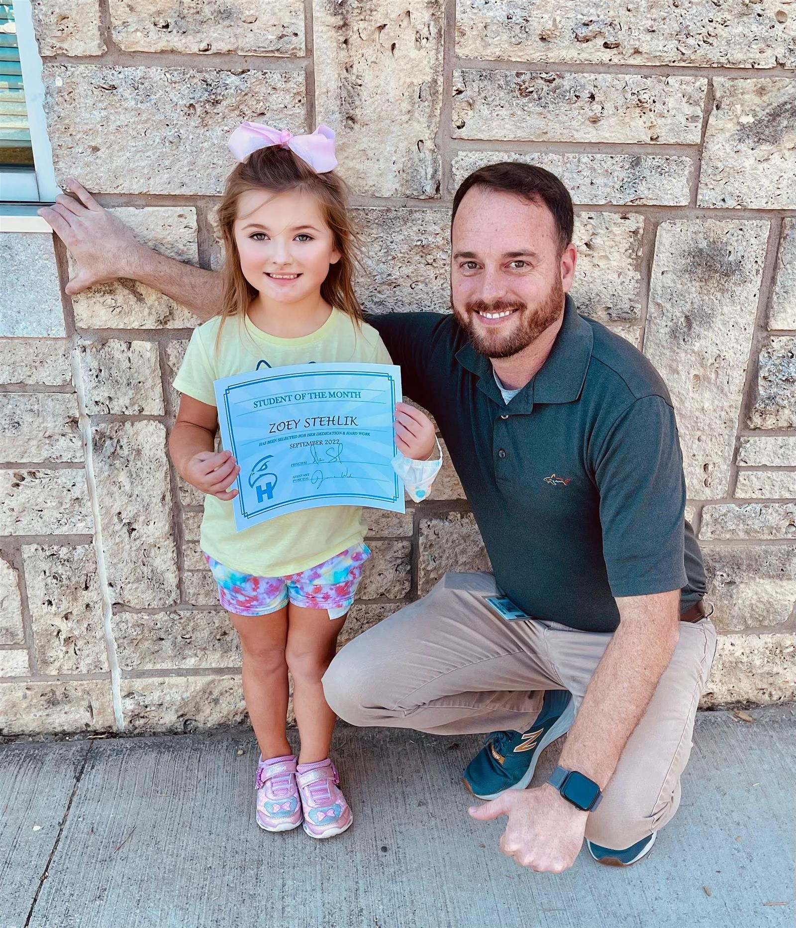  Photo of September 2022 Hajek Student of the Month girl